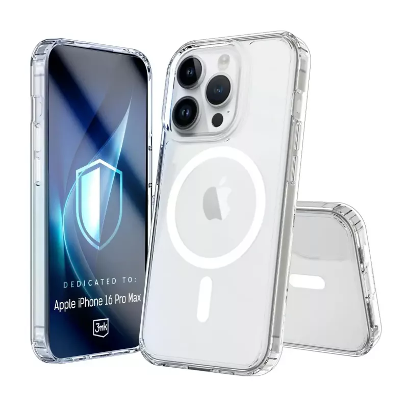 3MK Armor MagCase custodia per iPhone 16 Pro Max, MagSafe, trasparente, TPU