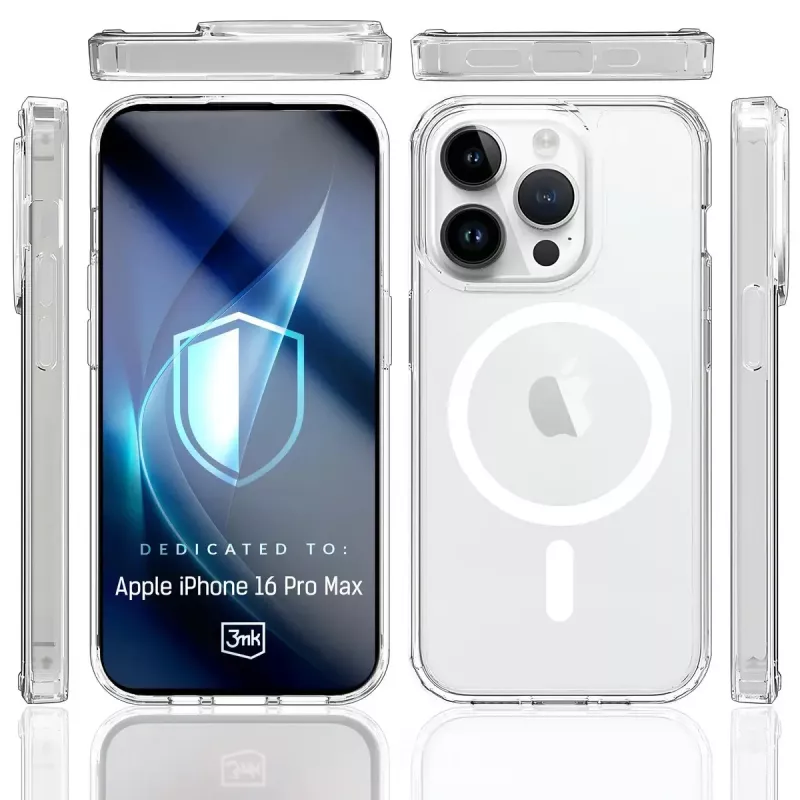 3MK Armor MagCase custodia per iPhone 16 Pro Max, MagSafe, trasparente, TPU
