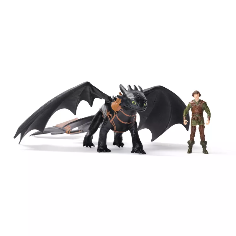 DreamWorks Dragons, Dragon Trainer, Sdentato e Hiccup, action figure duo vichingo, giocattolo per bambini dai 4 anni in su