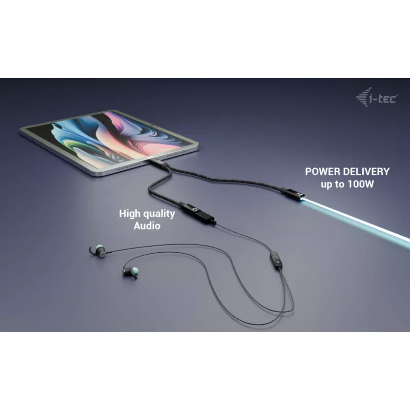 Splitter per cavo USB-C i-tec audio/dati + Power Delivery 100 W