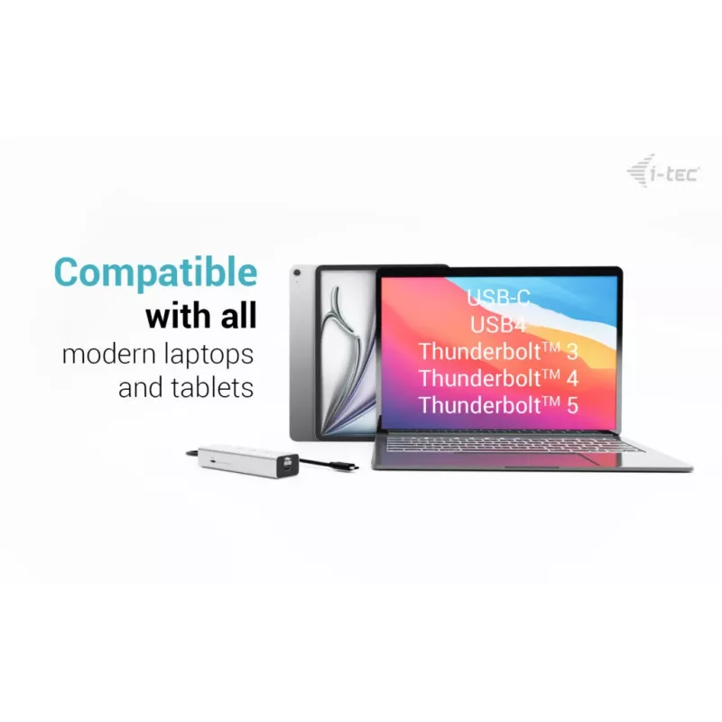 Hub di ricarica USB-C i-tec Metal 5 porte con video USB-C 8K + Power Delivery 85W