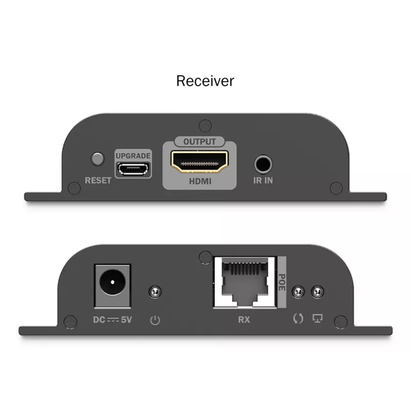 DIGITUS HDMI IP Extender Set - 4K/60Hz 120/200 m, PoE, uno-a-molti, CAT, nero