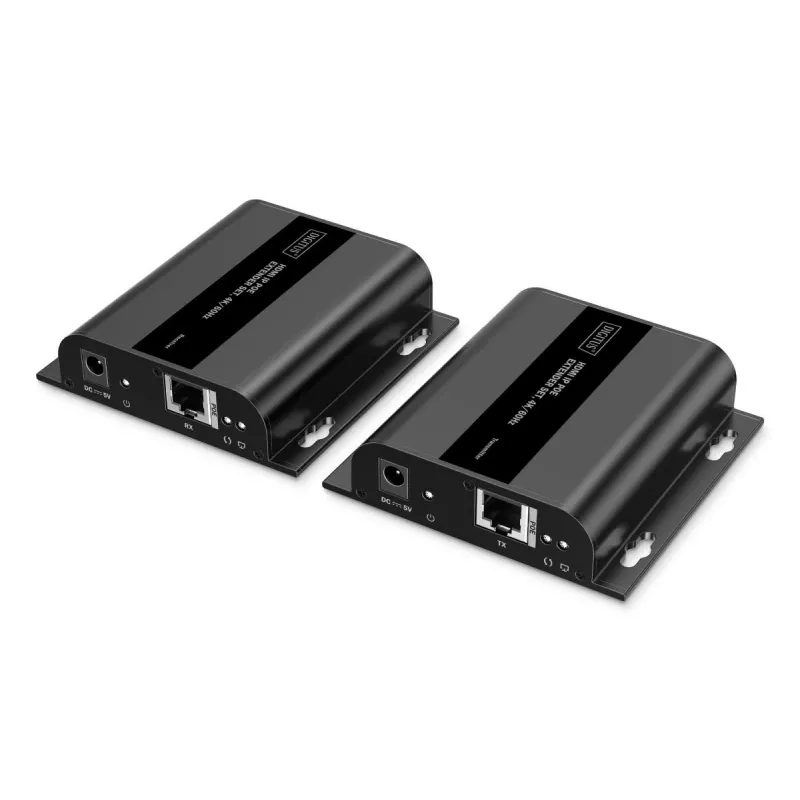 DIGITUS HDMI IP Extender Set - 4K/60Hz 120/200 m, PoE, uno-a-molti, CAT, nero