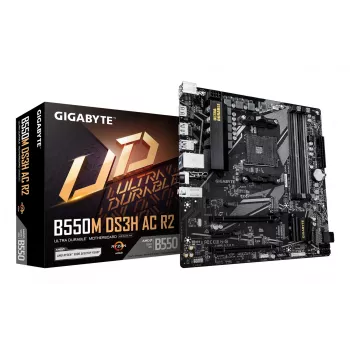 Scheda madre GIGABYTE B550M DS3H AC R2 - CPU AMD Ryzen 5000, VRM 5+3 fasi, fino a 4733 MHz DDR4 (OC), 1x PCIe 4.0 + 1x PCIe 3.0 M.2, Wi-Fi 5, 1 GbE LAN, USB 3.2 Gen 1