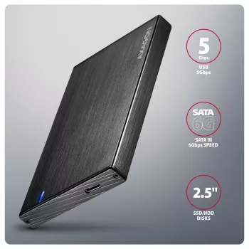 Axagon EE25-XA6C box esterno compatto in alluminio USB-C 5 Gbit/s – SATA 6G per SSD/HDD da 2,5