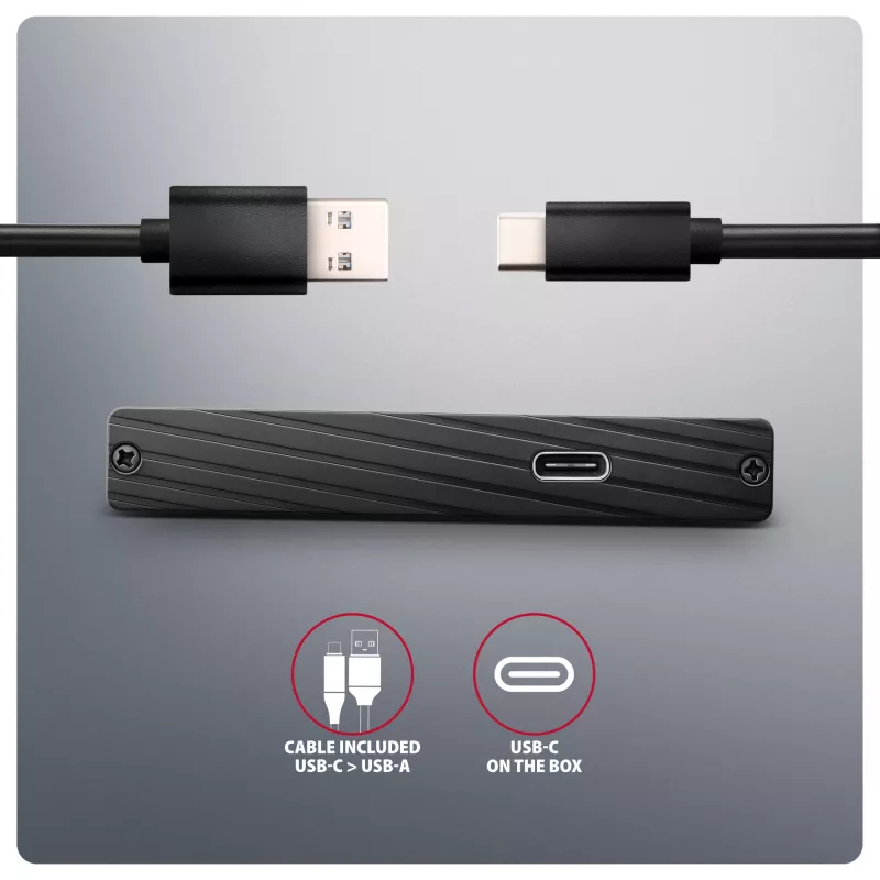 Axagon EE25-XA6C box esterno compatto in alluminio USB-C 5 Gbit/s – SATA 6G per SSD/HDD da 2,5