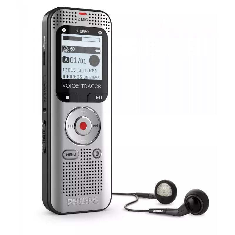 Registratore vocale Philips Voice Tracer DVT2015 memoria interna scheda flash argento 2370 h di registrazione