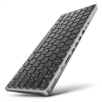 Axagon HMC-KB-CRL, hub USB 5Gbps con tastiera, HDMI 4K/60Hz, 3x USB-A, SD/mSD, audio, PD100, layout cirillico