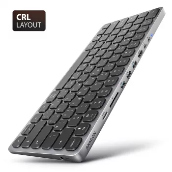 Axagon HMC-KB-CRL, hub USB 5Gbps con tastiera, HDMI 4K/60Hz, 3x USB-A, SD/mSD, audio, PD100, layout cirillico