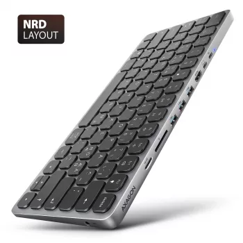Axagon HMC-KB-NRD, hub USB 5Gbps con tastiera, HDMI 4K/60Hz, 3x USB-A, SD/mSD, audio, PD100, layout nordico