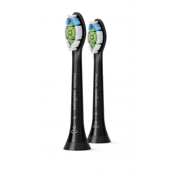 Philips Sonicare Optimal White HX6062/88 confezione da 2 testine spazzolino, 2 pz., nero, 3 mesi, medio, 62000 movimenti al minuto, Philips
