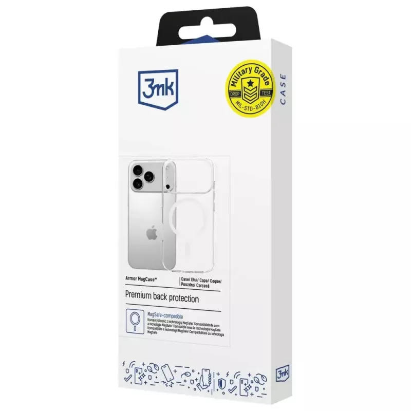 Custodia protettiva 3MK Armor MagCase per Apple iPhone 17 Pro, fissaggio magnetico, trasparente/fumé