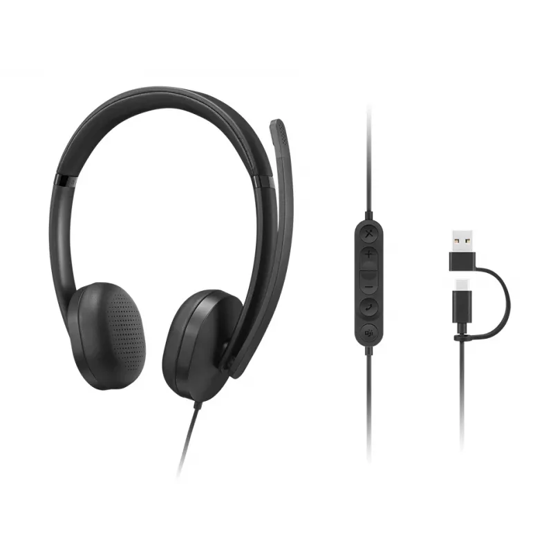 Lenovo VoIP Headset 5000 cuffie con filo con archetto ufficio/call center USB Type-C nero