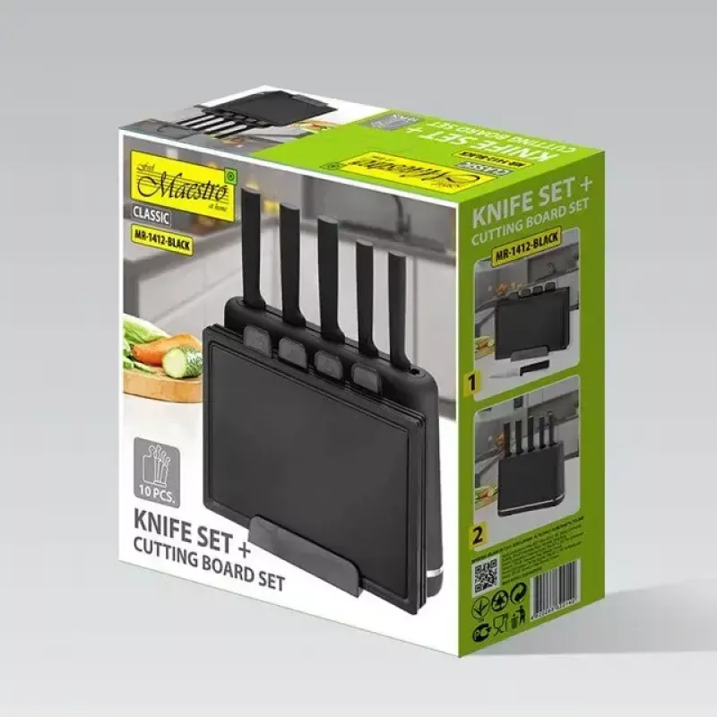 Coltello da cucina Maestro MR-1412-Nero set coltelli e tagliere