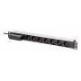 DIGITUS DN-95439 PDU in alluminio per rack da 19 pollici 1U, 7 prese Schuko, interruttore automatico, 16 A, 4000 W, 230 V, 50/60 Hz, cavo da 1,8 m
