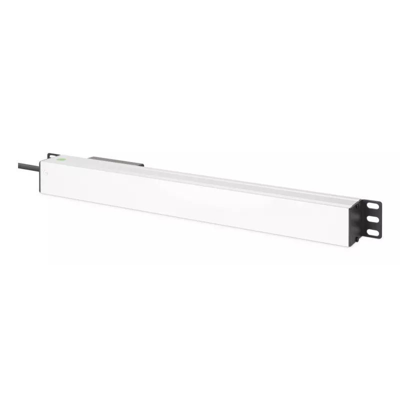 DIGITUS DN-95439 PDU in alluminio per rack da 19 pollici 1U, 7 prese Schuko, interruttore automatico, 16 A, 4000 W, 230 V, 50/60 Hz, cavo da 1,8 m