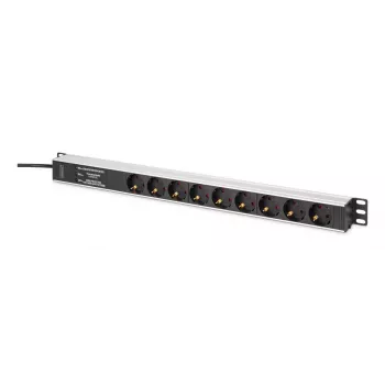 DIGITUS PDU - filtro di frequenza rack in alluminio 2 m 16 A 3600 W 230 V AC 50/60 Hz 7x sicurezza 2x presa
