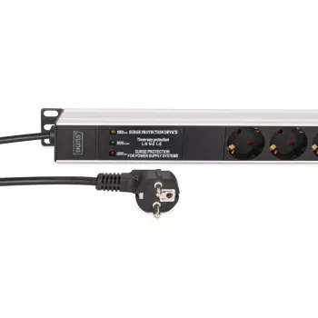 DIGITUS PDU - filtro di frequenza rack in alluminio 2 m 16 A 3600 W 230 V AC 50/60 Hz 7x sicurezza 2x presa