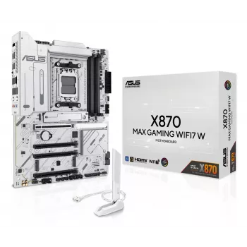 Scheda madre ASUS X870 MAX GAMING WIFI7 W ATX — AMD X870, socket AM5, DDR5, 4 DIMM, Wi‑Fi 7, 2,5Gb LAN