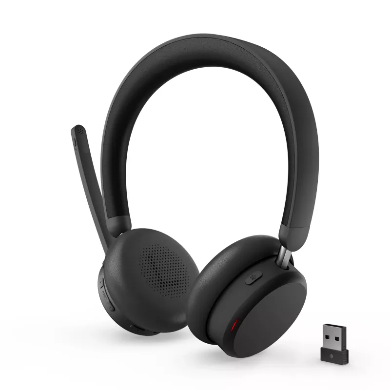 Cuffie con ANC Lenovo 6550 wireless con archetto ufficio/call center USB Type-C Bluetooth nero