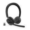 Cuffie con ANC Lenovo 6550 wireless con archetto ufficio/call center USB Type-C Bluetooth nero