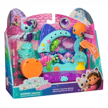Gabby's Dollhouse: Il film, acquario-balcone di MerCat, con figura giocattolo e accessori per la casa delle bambole, giocattolo per bambini e bambine da 3 anni