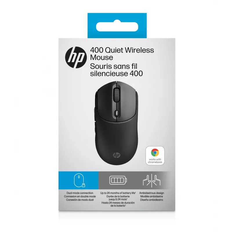 Mouse wireless HP 400 Quiet nero, ambidestro, RF wireless + Bluetooth, 6000 DPI, nero