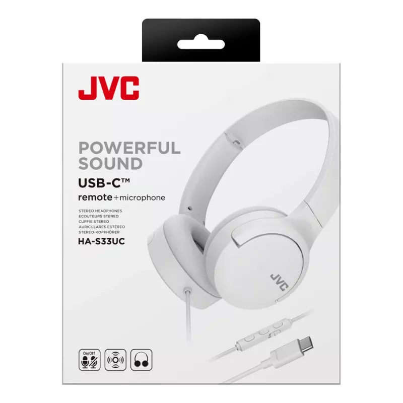 Headset JVC HA-S33UC con cavo e archetto chiamate/musica USB Type-C bianco