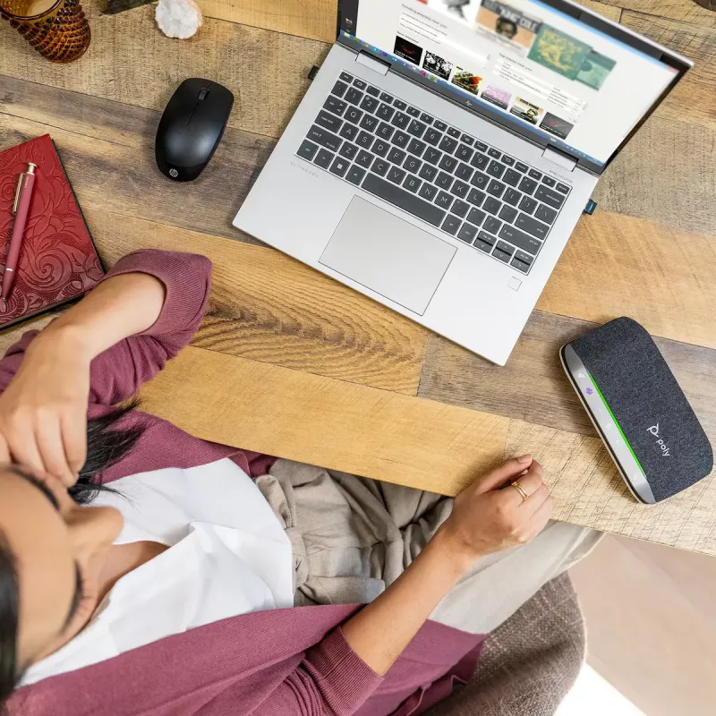 Speakerphone Poly HP Poly Sync 20 con Bluetooth, adattatore USB-C/A, Micro-USB, batteria 20h, nero
