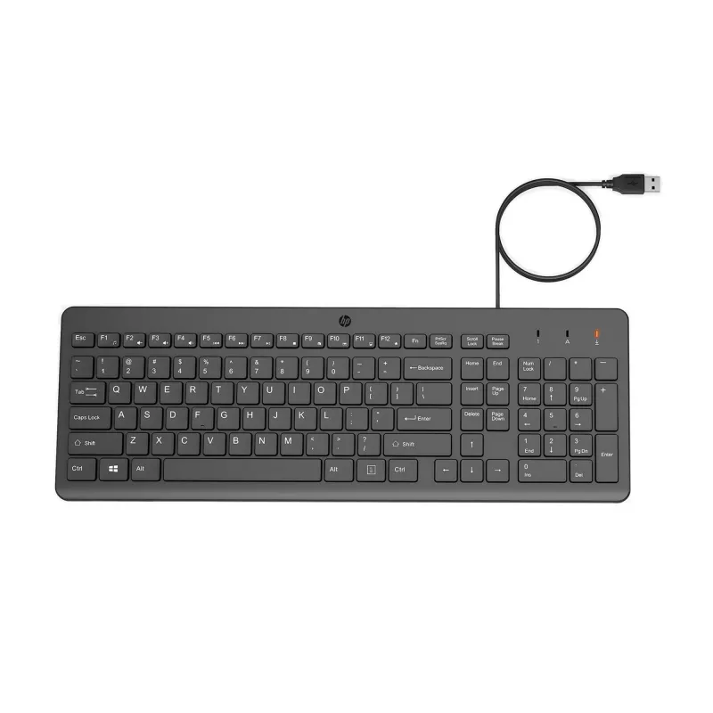 Tastiera con filo HP 150, Full-Size (100%), con filo, USB, meccanica, QWERTY, nero