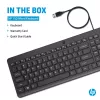 Tastiera con filo HP 150, Full-Size (100%), con filo, USB, meccanica, QWERTY, nero