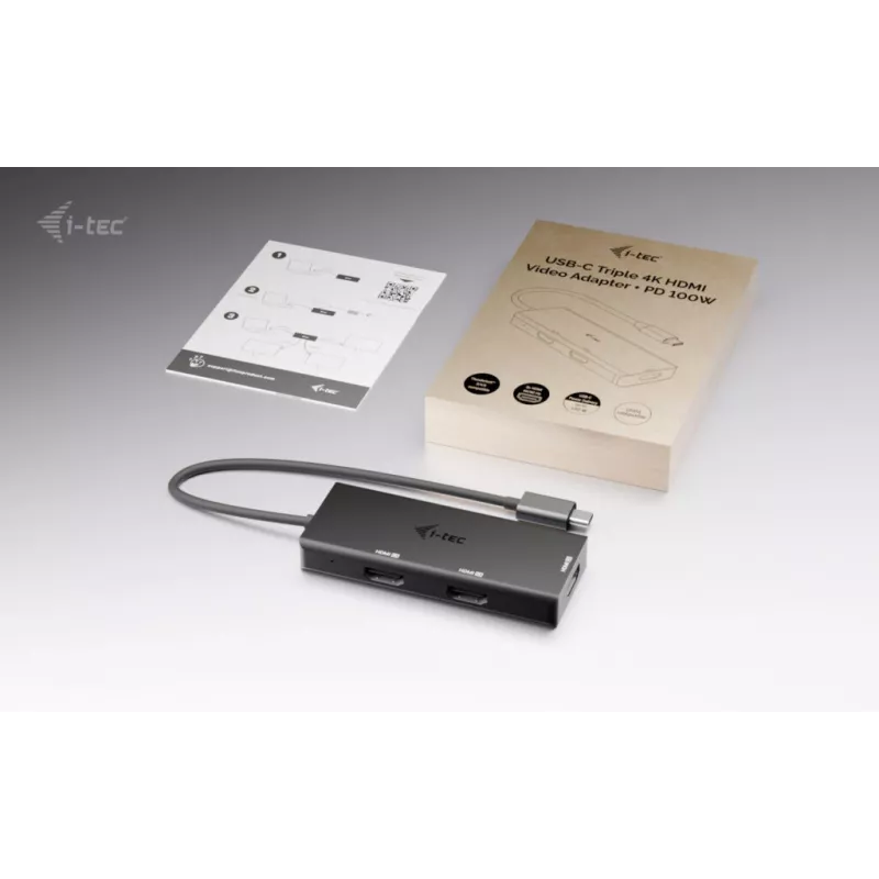 Adattatore video i-tec USB-C Triple 4K HDMI, Power Delivery 100W