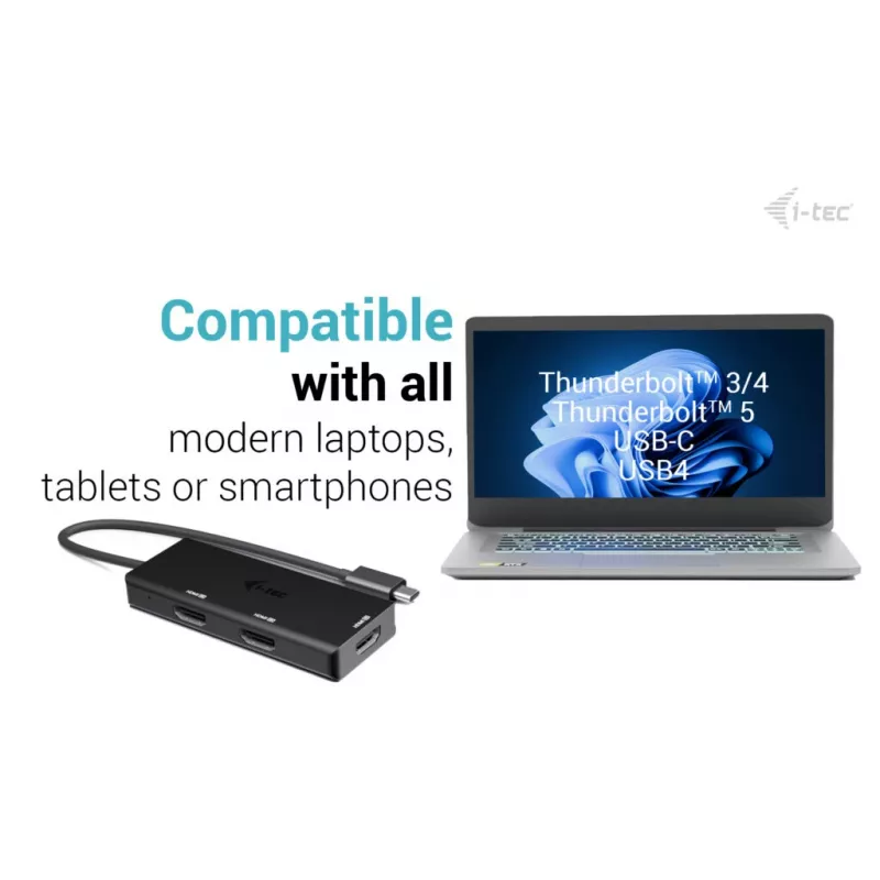 Adattatore video i-tec USB-C Triple 4K HDMI, Power Delivery 100W