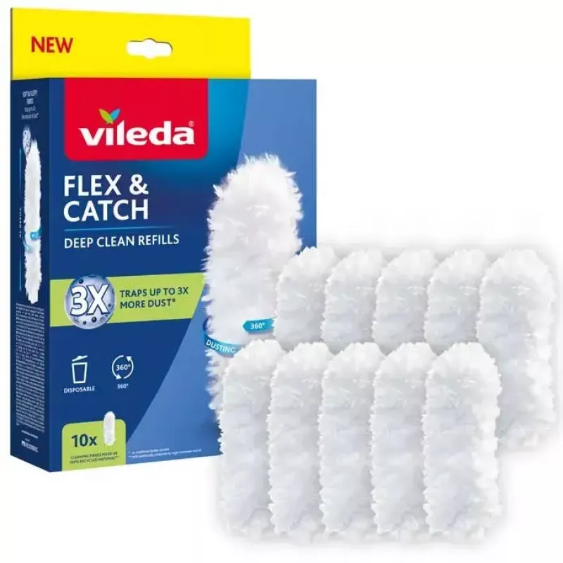 Set di ricambi per piumino catturapolvere VILEDA Flex&Catch 177662 – 10 inserti di ricambio