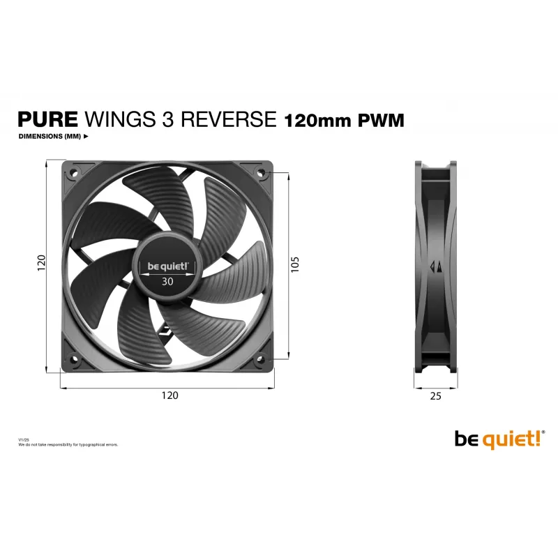 Ventole per case PC be quiet! Pure Wings 3 120mm | PWM Reverse confezione tripla 12 cm nero 3 pezzi