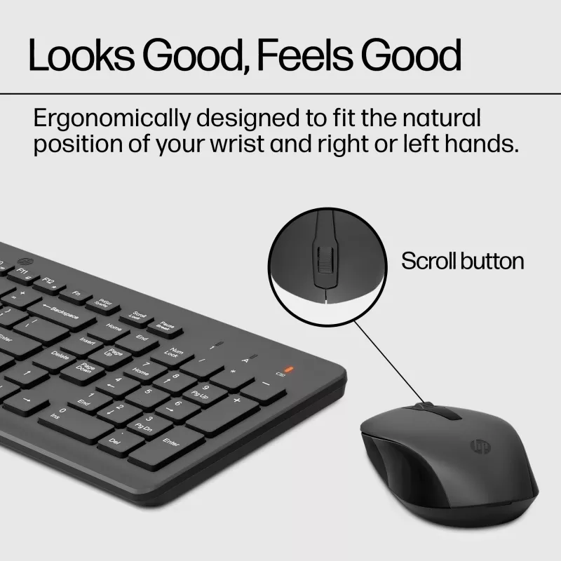 Combinazione mouse e tastiera HP 330 wireless, full-size (100%), wireless, RF Wireless, QWERTY, nero, mouse incluso