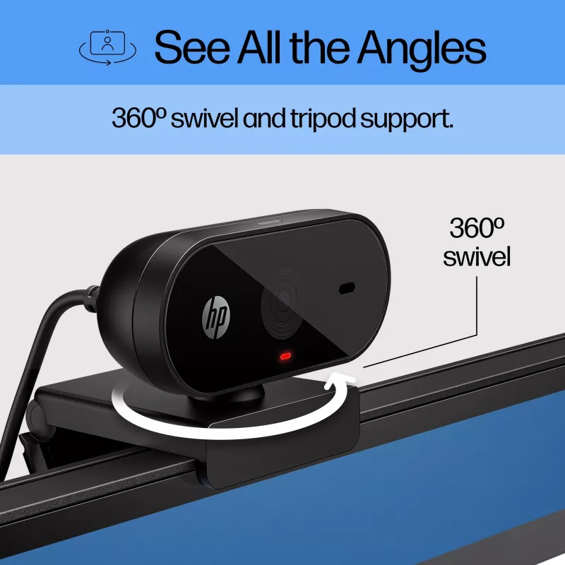 Webcam HP 320 FHD, 1920 x 1080 pixel, Full HD, 30 fps, casa, USB, nero