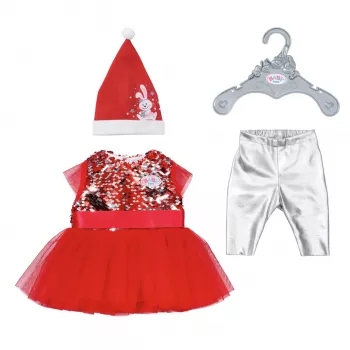 Vestito per bambole ZAPF BABY born Xmas Dress per bambole da 43 cm, tessile, multicolore, pieghevole, età 3–12