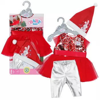 Vestito per bambole ZAPF BABY born Xmas Dress per bambole da 43 cm, tessile, multicolore, pieghevole, età 3–12