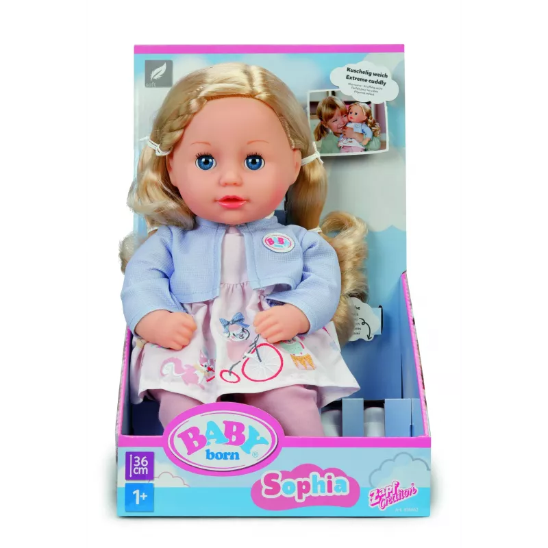 Bambola neonata ZAPF BABY born Sophia Rose 36 cm — tessuto e plastica, multicolore, per bambini da 3 anni