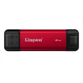 SSD esterno Kingston 2 TB Dual USB-A/USB-C, USB 3.2 Gen 2, lettura 1050 MB/s, scrittura 950 MB/s, nero/rosso