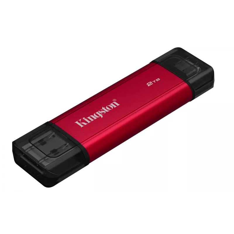 SSD esterno Kingston 2 TB Dual USB-A/USB-C, USB 3.2 Gen 2, lettura 1050 MB/s, scrittura 950 MB/s, nero/rosso