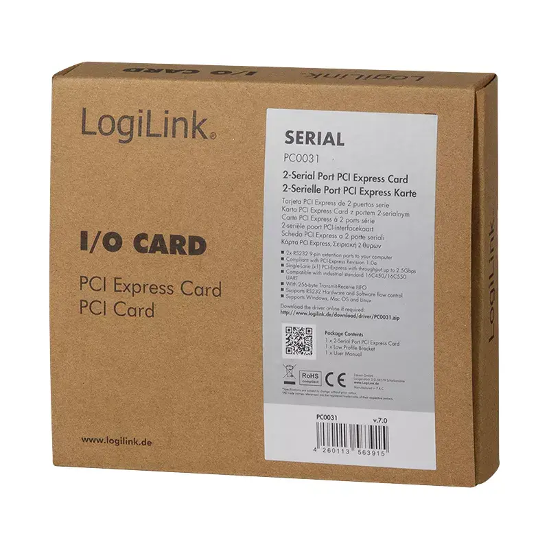 LogiLink PC0031 scheda di interfaccia PCIe, 2x seriale (COM)