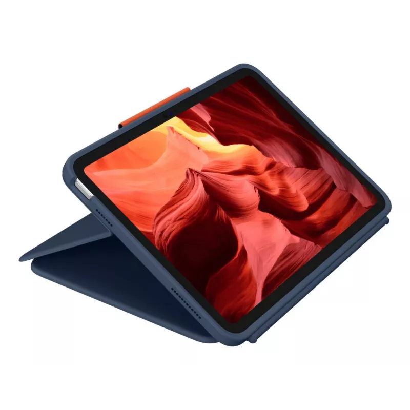 Custodia per tastiera Logitech Rugged Combo 4 Touch QWERTZ tedesco Smart Connector blu per iPad 10ª gen. (A16) con trackpad Dock 256×195×20 mm