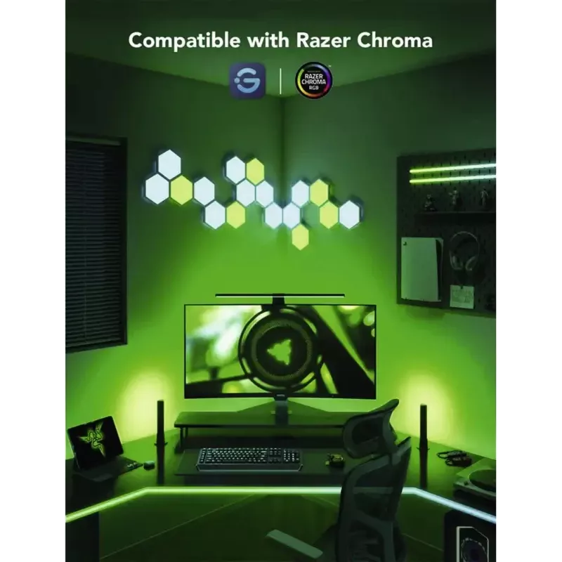 Kit di illuminazione smart Govee H6608 — WLAN/Bluetooth, nero, multicolore, 3 pezzi, cavo 1,5 m