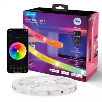 Striscia LED intelligente Govee Strip Light S 5m – WLAN/Bluetooth, RGBIC, 5.000 mm, bianco
