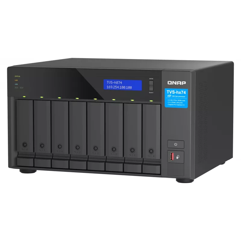 QNAP TVS-H874T-I9-64G NAS/Storage Server Tower Intel® Core™ i9 64 GB DDR4 0 TB QNAP QTS nero