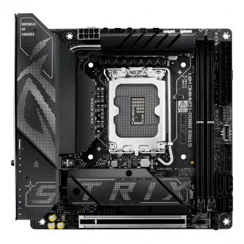 Scheda madre ASUS ROG STRIX B860-I GAMING WIFI — Intel B860, LGA 1851, mini ITX, 2× DDR5 DIMM (fino a 128 GB), Wi-Fi 7, 2.5Gb LAN
