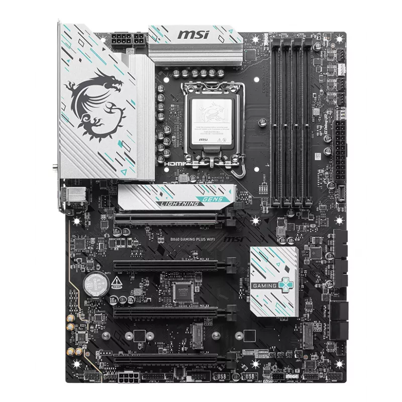 Scheda madre MSI B860 GAMING PLUS WIFI — Intel B860, LGA 1851, ATX, DDR5, 4x DIMM, 3x M.2, Wi-Fi 7, 5GbE