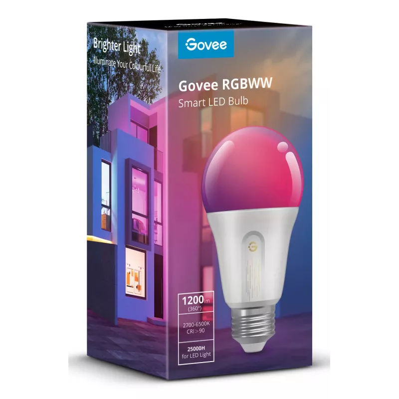 Govee H60093C1 Lampadina smart, 1200 lm, Wi-Fi e Bluetooth, 12 W, E26, bianco